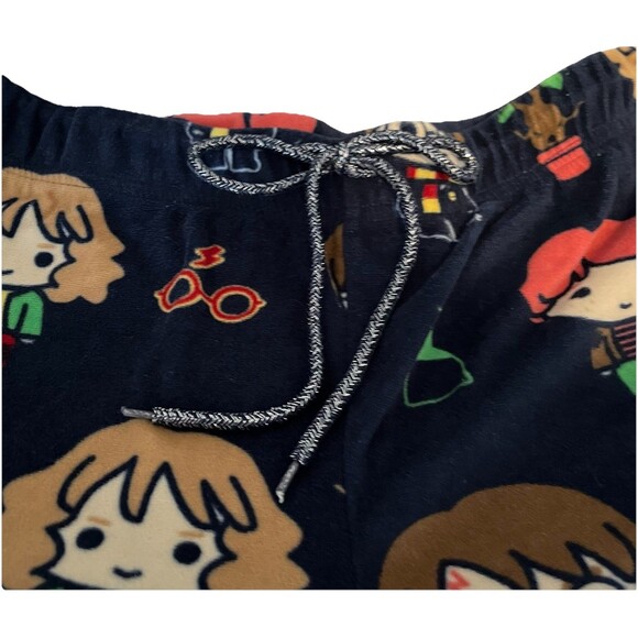 Harry Potter Pajama Pants Women's M Chibi Navy Fleece Jogger Sleepwear Lounge - Picture 4 of 16